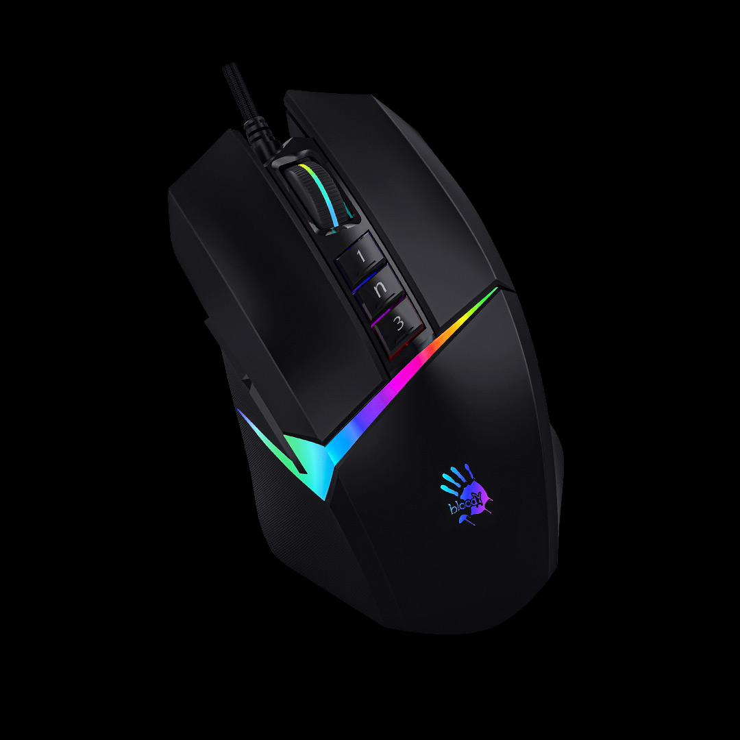 Мышь A4Tech Bloody W60 Max (USB, optical, 10000dpi, игровая, RGB подсветка, stone black)