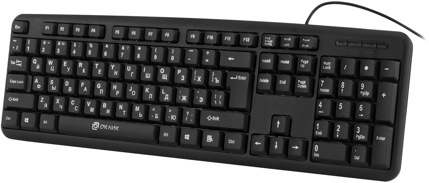 Клавиатура Oklick 180M (USB, влагоустойчивая, 1.6m, black)