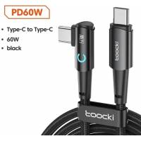 Кабель Type-C --> Type-C 2.0m (60W, быстрая зарядка, нейлоновая оплётка, black) Toocki