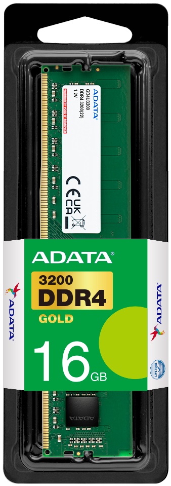 Память DDR4 16Gb PC25600, 3200MHz, ADATA Gold (GD4U3200316G-SMI, 1.2V)