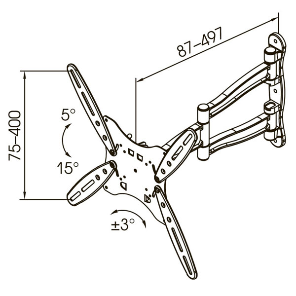 Настенный кронштейн для телевизоров и мониторов Kromax TECHNO-5 (15"-55", VESA 75-400, до 35кг, dark grey)