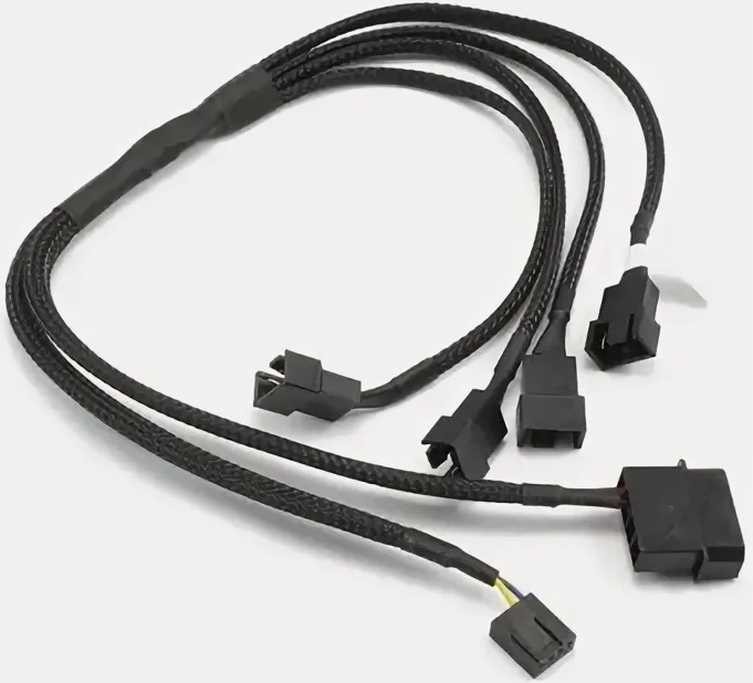 Разветвитель питания Molex (m) -> 4x Fan 4 pin (f) (CA-PWM-03, PWM, 0.42m, black) GELID