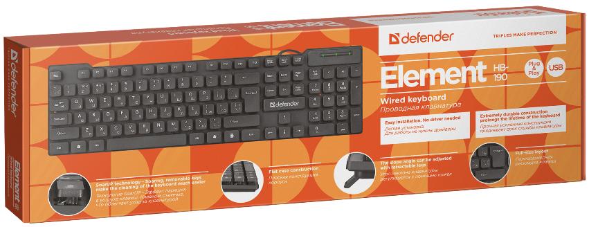 Клавиатура Defender Element HB-190 (USB, black)