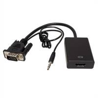 Конвертер VGA (m)  ->  HDMI (f) (1920x1080p, 3.5 Jack (f) аудио, microUSB 5V доп. питание, black)