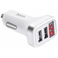 Зарядное устройство от прикуривателя hoco Z3 2USB LCD (12/24V - USB, 2*USB, 3.1А max, быстрая зарядка, white)