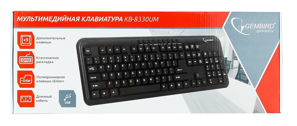 Клавиатура Gembird KB-8330UM-BL (USB, мультимедийная, black)