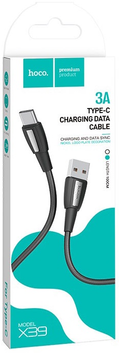 Кабель USB 2.0 Am - Type-C 1.0m (X39 Titan, 3A, нейлоновая оплётка, black) hoco