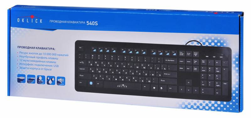 Клавиатура Oklick 540S (USB, мультимедийная, black)