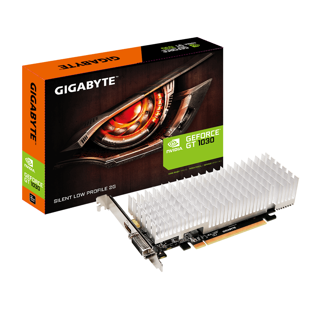 Видеокарта Gigabyte GF GT1030 2Gb (GV-N1030SL-2GL, 64bit, GDDR5, HDMI+DVI) RTL