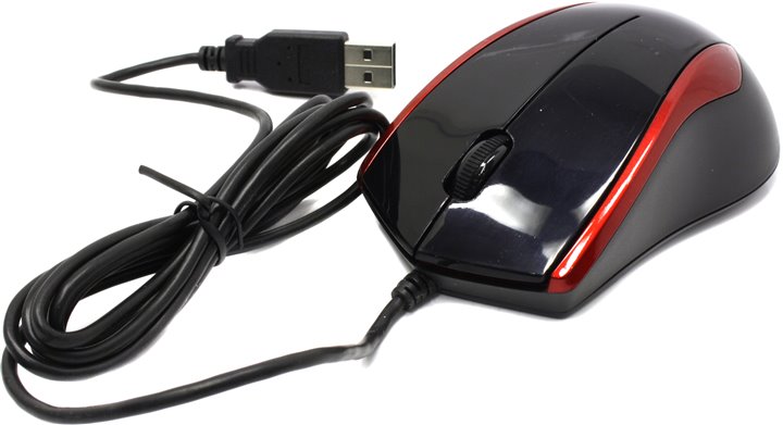 Мышь A4Tech N-400-2 (USB, optical, 1000dpi, 1.5m, black-red)