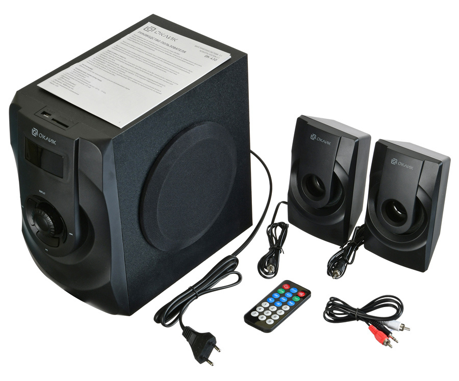 Колонки Oklick OK-430 (23W, Bluetooth, ПДУ, AUX, FM, USB, SD, black)