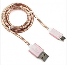 Кабель USB 2.0 Am - Type-C 1.0m (C-G-USBC02Cu-1M, серия Gold, не спутывается, gold) Cablexpert