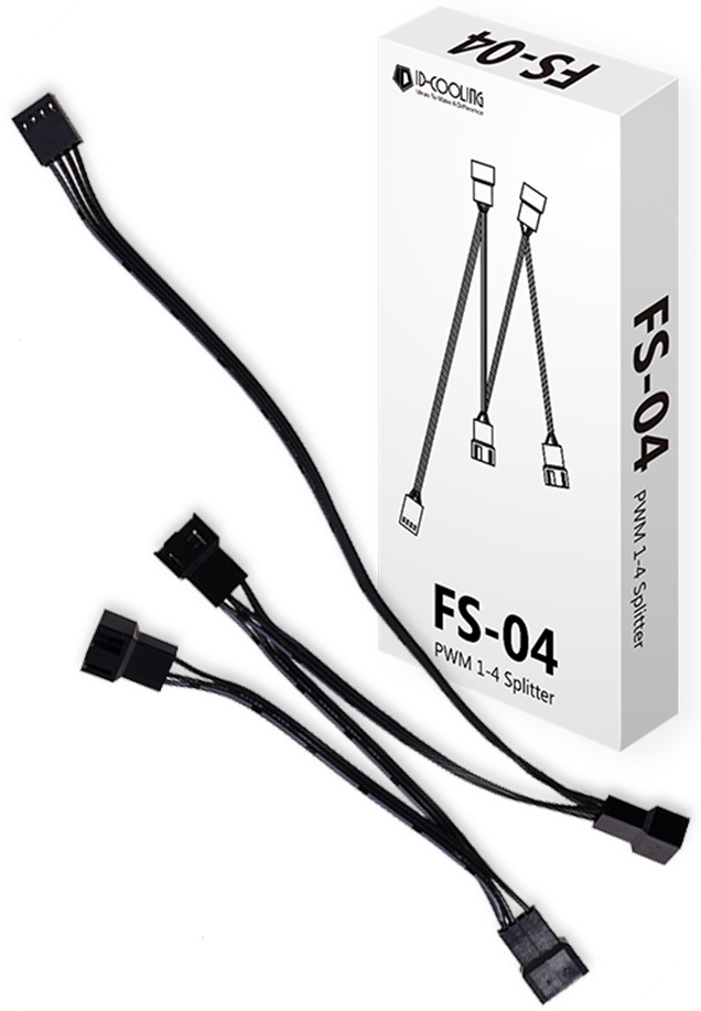 Разветвитель питания 4pin PWM Fan (m) -> 4x Fan 3pin (f) (FS-04, 200+100+100+100mm, black) ID-Cooling