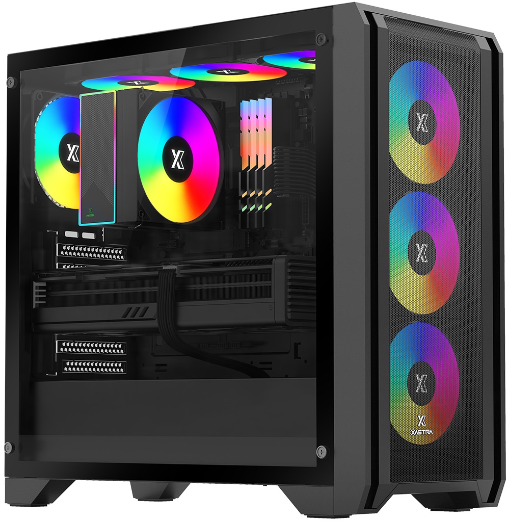 Корпус XASTRA A500 4ARGB (без БП, ATX, USB3.0, 4x ARGB Fan, black)