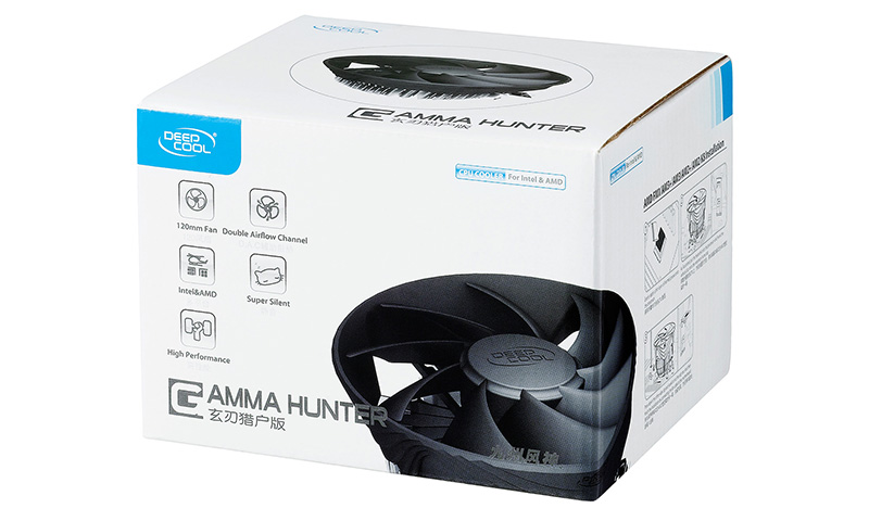 Вентилятор DEEPCOOL GAMMA HUNTER (1150/1151/1155/1156/1200/775/AM2/AM3/AM4/FM1/FM2, 120mm, Al, 1600rpm, 21dBa, 3pin, 95W) RTL