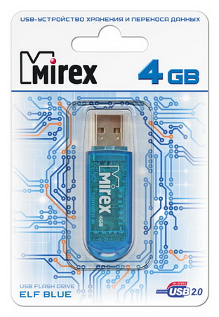 Флеш накопитель USB 2.0 4Gb Mirex Elf (blue)