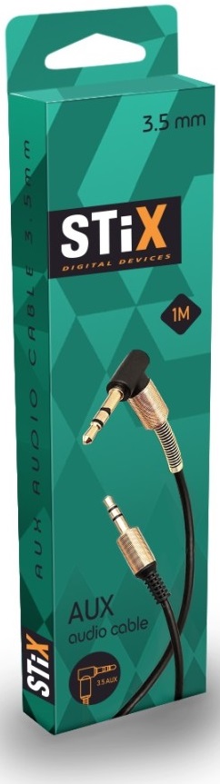Кабель аудио 3.5mm Jack (m) - 3.5mm Jack (m) 1.0m (S-01 (00008995), угловой, black) Stix