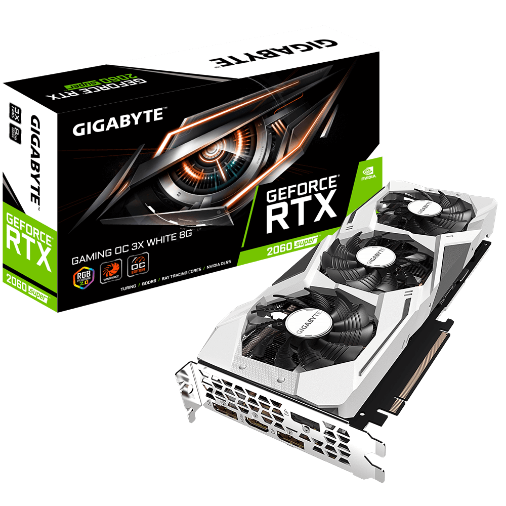 Видеокарта Gigabyte GF RTX2060 SUPER GAMING OC 3X 8Gb (GV-N206SGAMING OC WHITE-8GD, 256bit, GDDR6, HDMI+3xDP) RTL