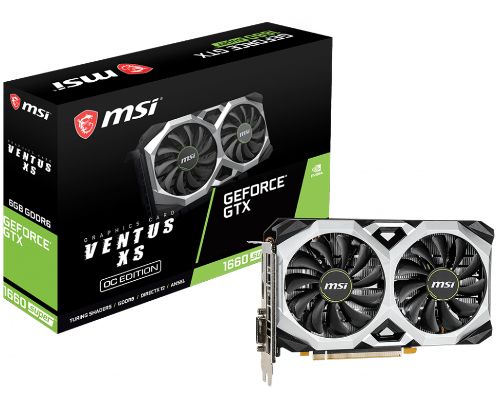 Видеокарта MSI GF GTX1660 6Gb (GTX 1660 SUPER VENTUS XS OCV1, 192bit, GDDR6, HDMI+DVI+DP) RTL