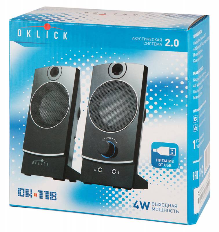Колонки Oklick OK-118 (2x2W, USB, black)