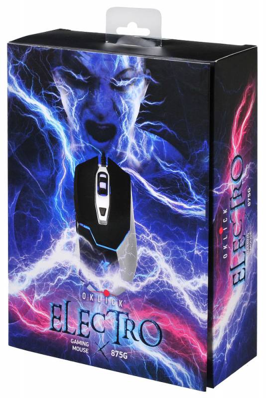 Мышь Oklick ELECTRO 875G (USB, optical, 2400dpi, игровая, black-silver)