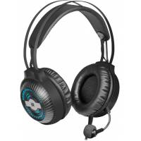 Наушники Defender Stellar (полноразмерные закрытые, c микрофоном, регулятор, игровые, 2.2m, подсветка, промо-код "Crossout", black)