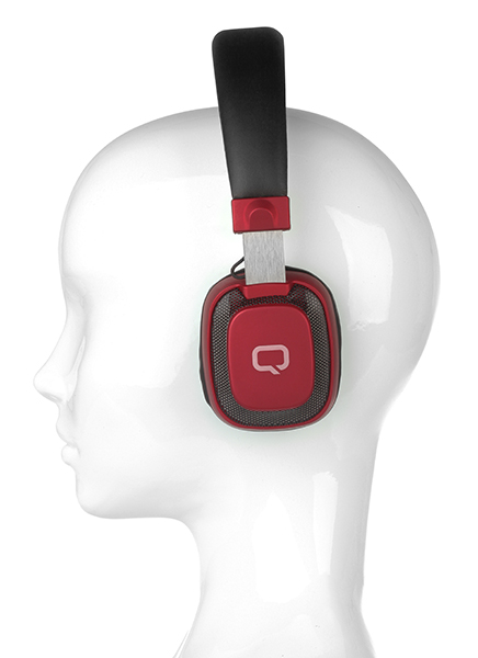 Гарнитура QUMO Style 2 (накладная закрытая, беспроводная, Bluetooth 4.2+EDR, с микрофоном, 360mAh, до 14 часов работы от батареи, регулируемая подсветка, black-red)