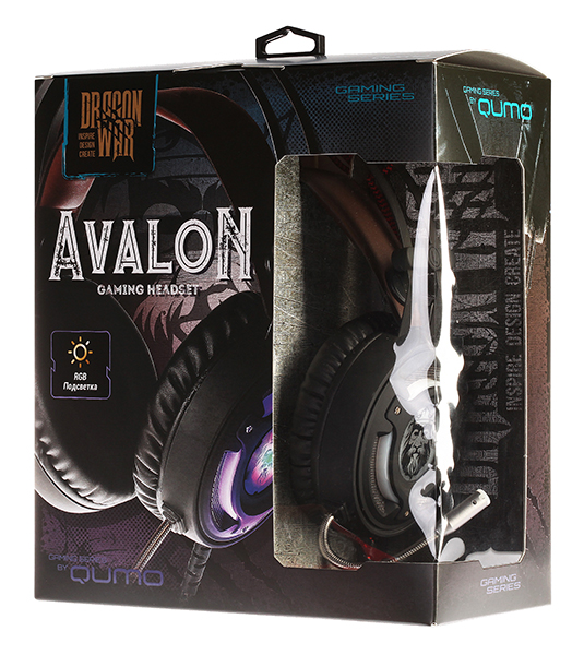 Наушники QUMO Avalon GHS006 (полноразмерные закрытые, c микрофоном, подсветка RGB, игровые, 2.2m, black-brown)