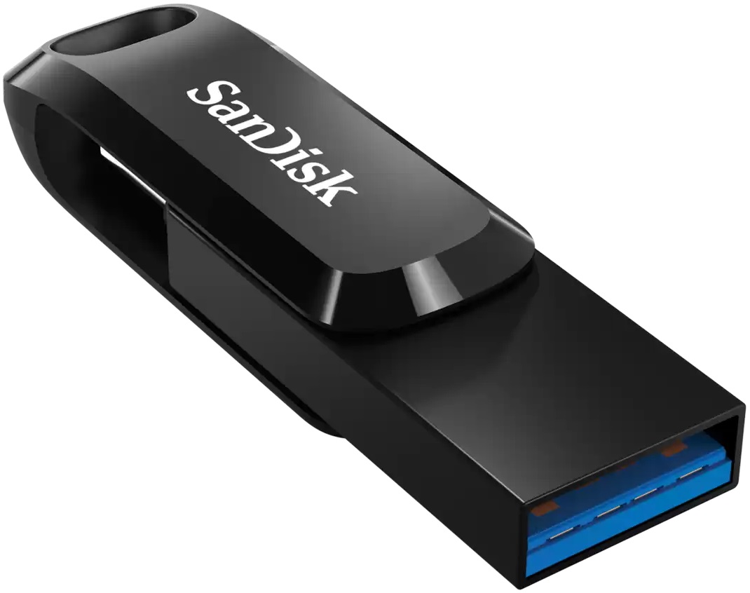Флеш накопитель USB 3.2 64Gb SanDisk Dual Drive Go (SDDDC3-064G-G46, OTG Type-C, 300MB/s, black)