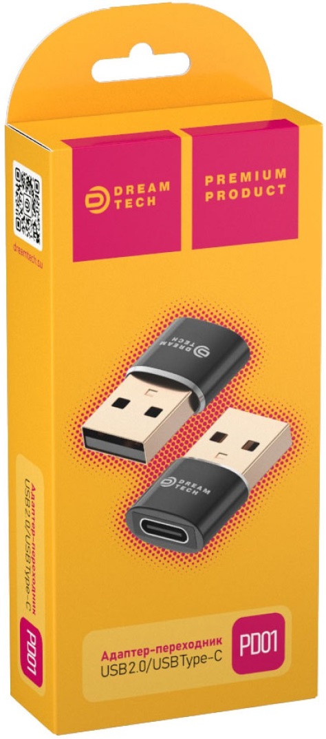 Переходник USB (m) - USB Type-C (f) (PD01, black) Dream