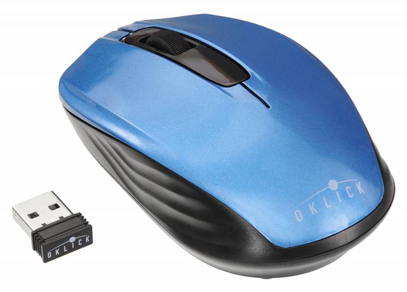 Мышь беспроводная Oklick 475MW (optical, 1600dpi, 2xAAA, black-blue)