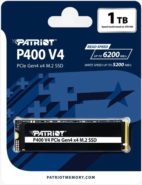 Накопитель SSD M.2 (2280) 1Tb Patriot P400 V4 (P400VP1TBM28H, 6000/5000Mbs, PCI-E Gen4 x4, NVMe 2.0)