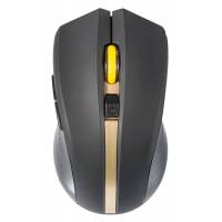 Мышь беспроводная Oklick 495MW (optical, 1600dpi, 2xAAA, black-gold)