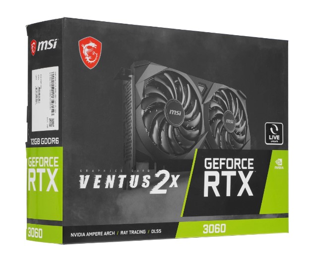 Видеокарта MSI GF RTX3060 12Gb (RTX 3060 VENTUS 2X 12G, 192bit, GDDR6, HDMI+3xDP) RTL