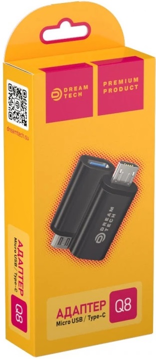 Переходник microUSB (m) - USB Type-C (f) (Q8, black) Dream