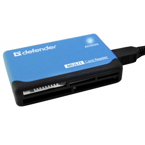 Карт-ридер Defender Ultra (microSD, SDHC, M2, MS, CF, XD, MS Duo, RS-MMC, black-blue, USB2.0)