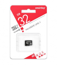 Карта памяти SDmicro Card 32GB Smartbuy (SB32GBSDCL10-00, Class 10, UHS-I, 30/70Мбайт/сек, без адаптера)