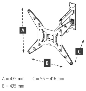 Настенный кронштейн для телевизоров и мониторов Hama 00118103 (32"-65", VESA 75x75/400x400, до 25кг, наклон: -12°/+5°, поворот: +-90°, black)