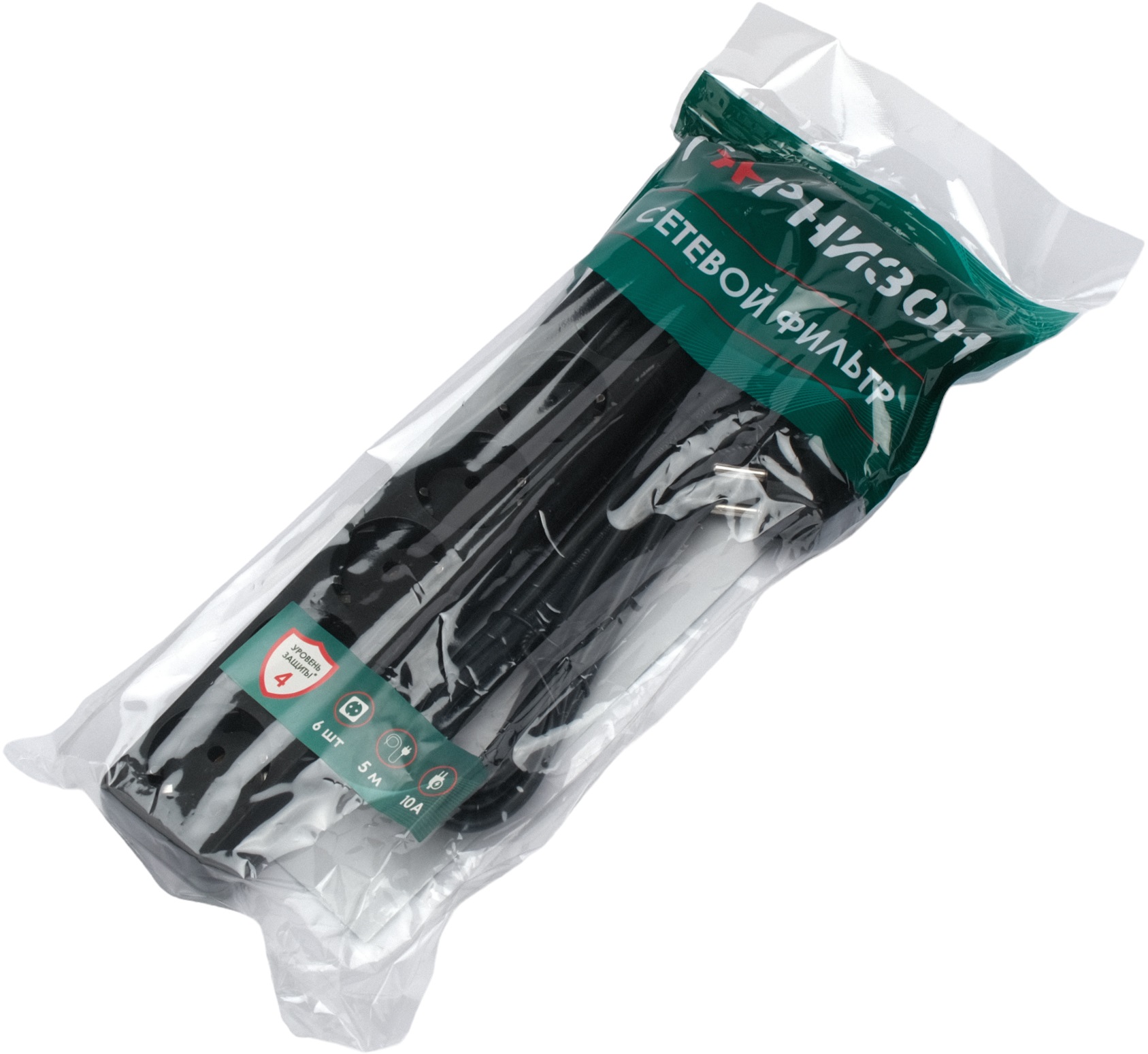 Сетевой фильтр Гарнизон (ECL-6-B-5, 6 розеток, 5 метров, 10A, black) OEM