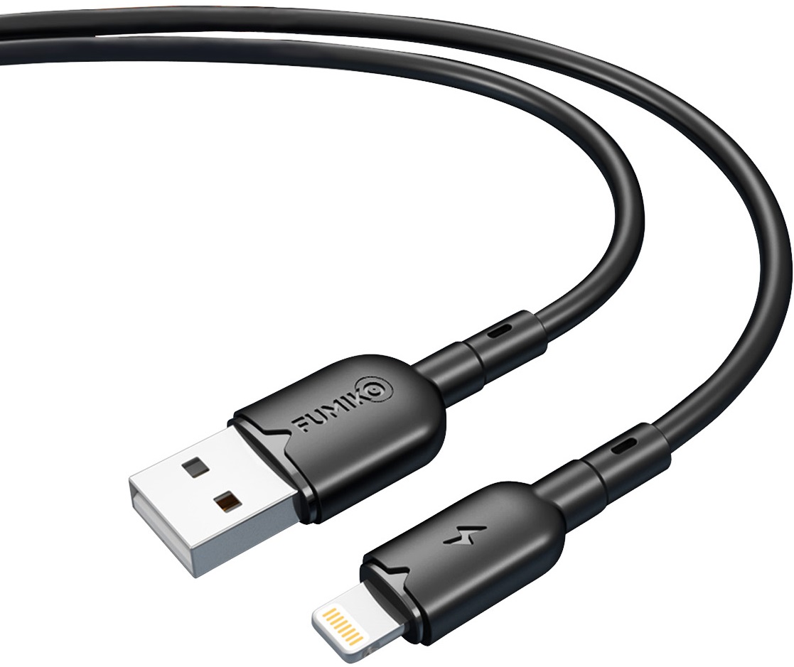 Кабель USB 2.0 Am - Lightning 1.0m (FCA04-06, 3A, быстрая зарядка, black) FUMIKO