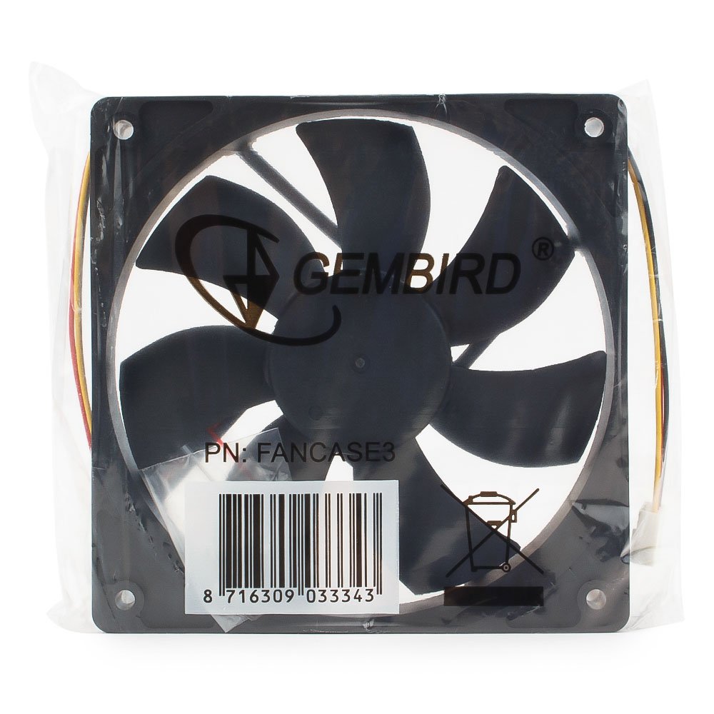 Вентилятор Gembird FANCASE3 (120x120x25mm, sleeve, 2000rpm, 36dBa, 3pin, black) OEM