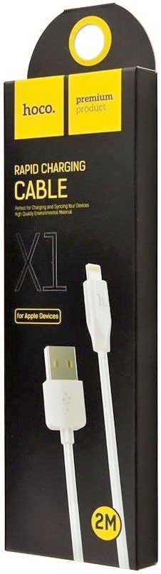 Кабель USB 2.0 Am - Lightning 2.0m (X1 Rapid, 2.4A, white) hoco