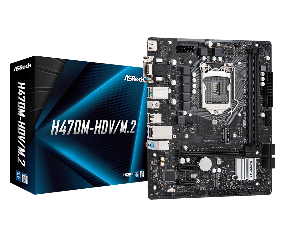 Материнская плата ASRock H470M-HDV/M.2 (s1200, mATX) RTL