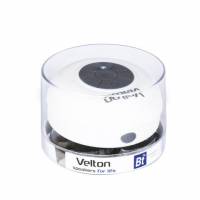 Колонки Velton VLT-SP116BTW (3W, портативные, аккумулятор 300mAh, Bluetooth v.2.1, микрофон, громкая связь, защита от воды, присоска, до 3 часов работы от батареи, white)