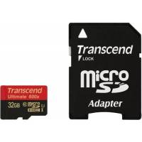 Карта памяти SDmicro Card 32Gb Transcend (TS32GUSDHC10U1, Class 10, UHS-I, 90Mb/s, адаптер SD)