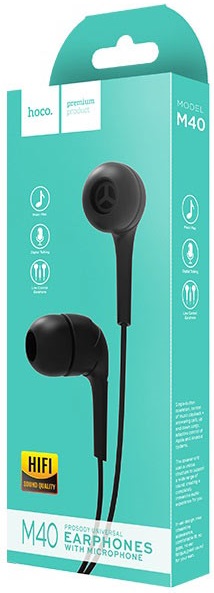 Наушники hoco M40 Prosody (затычки, для мобильных устройств, с микрофоном, 1.2m, black)