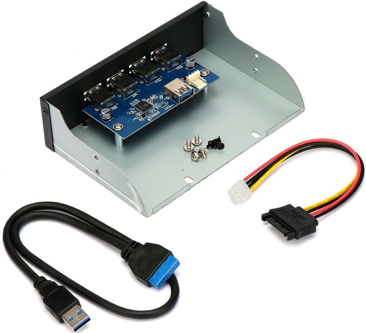 Фронтальная панель Gembird FP5.25-USB3-4A (5.25", 4хUSB 3.0, black)