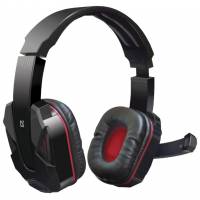 Наушники Defender Warhead G-260 (накладные закрытые, c микрофоном, игровые, 1.8m, промо-код "War Thunder", black-red)