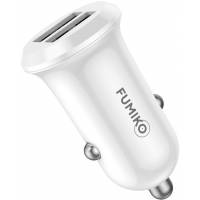 Зарядное устройство от прикуривателя FUMIKO CC01 (FCC01-01, 12/24V - USB, 2 USB разъёма, 2.4А max, быстрая зарядка, white)