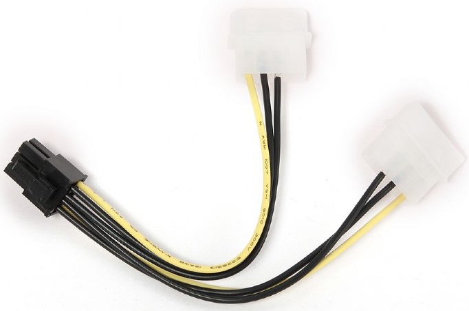 Переходник питания для видеокарты PCI-Express 6pin (GG010.15m, от 2х разъёмов Molex (IDE) блока питания)